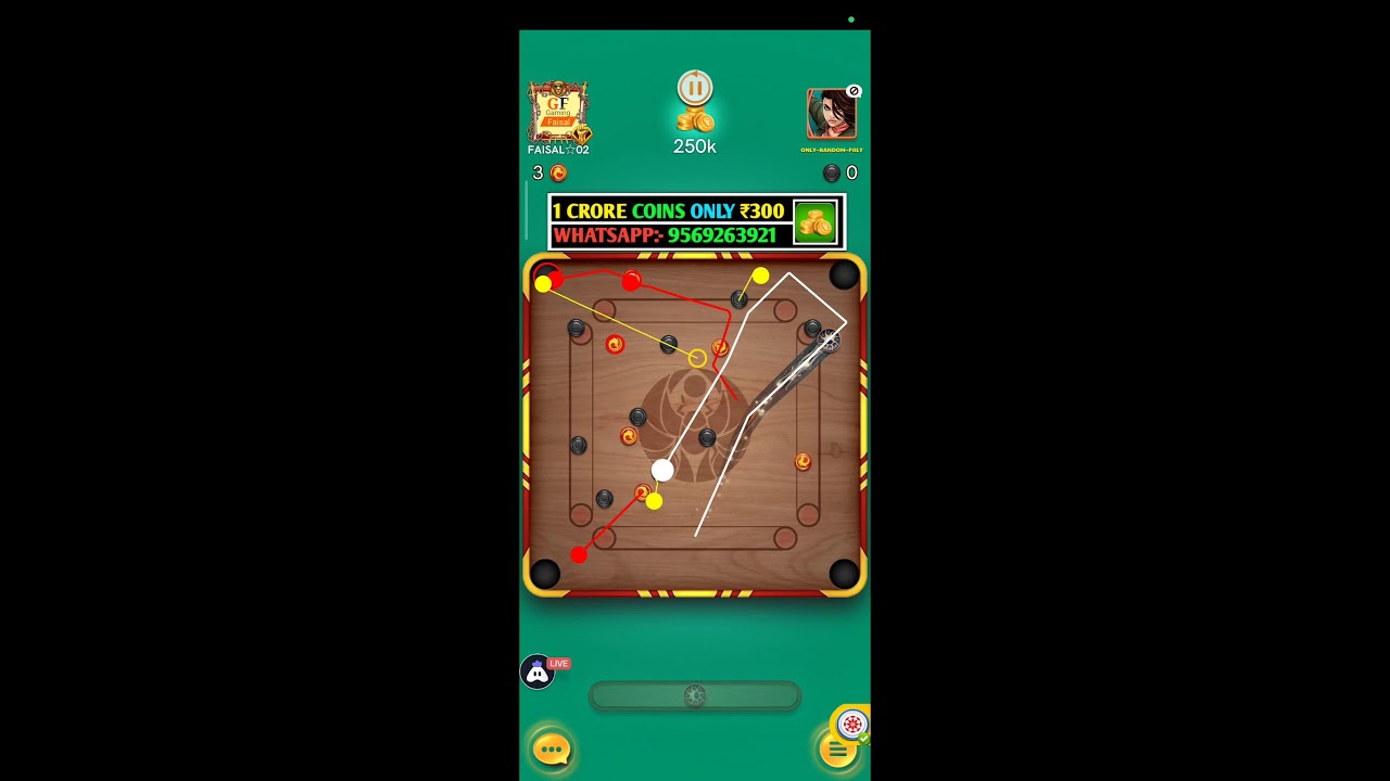 Live Auto Game Play || Carrom Pool Hack Game Play #shortlive