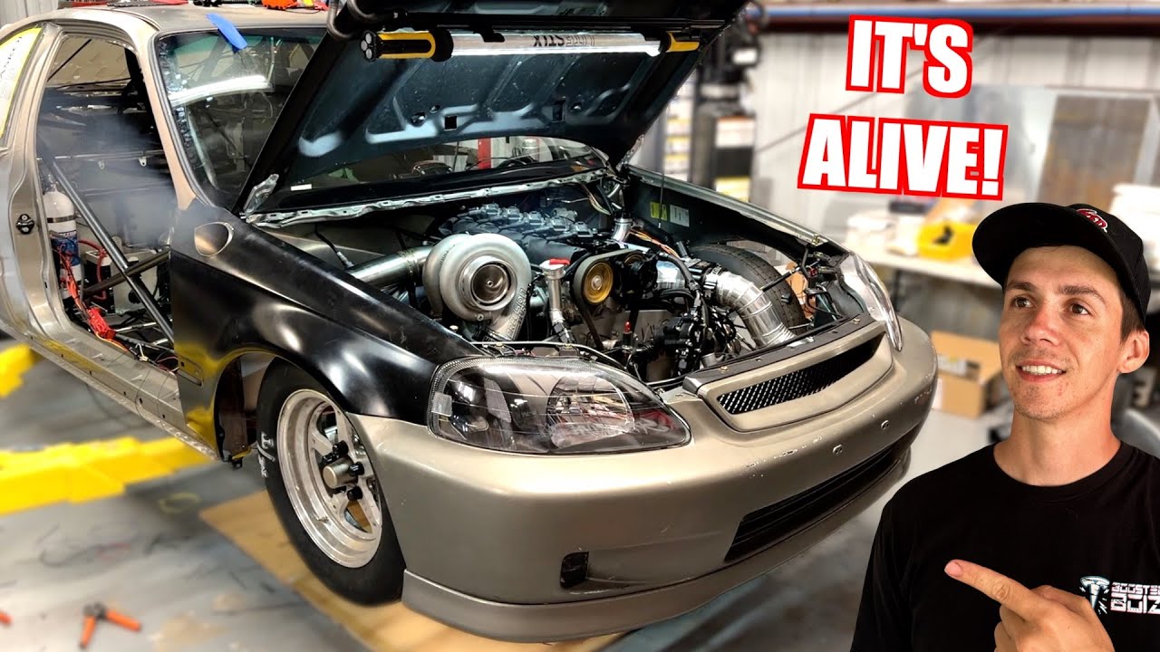 FIRST START Of My 2JZ Drag Civic!