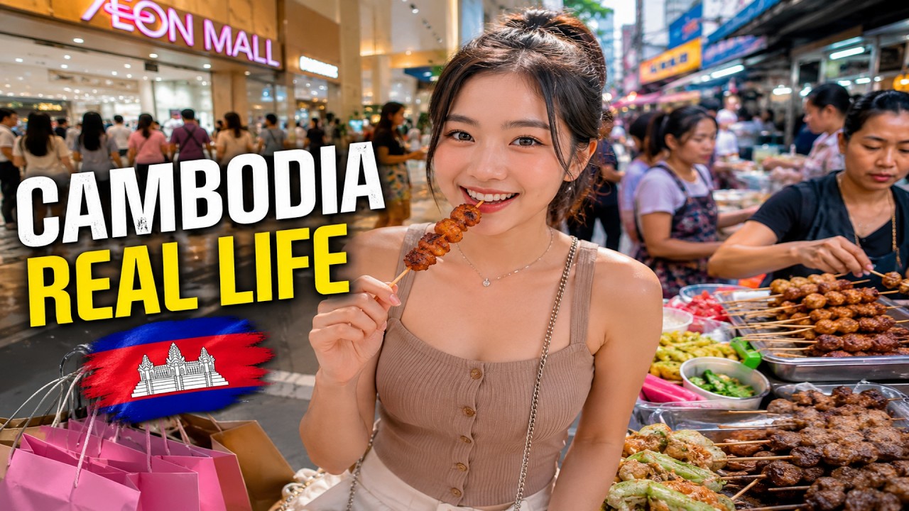🇰🇭 Phnom Penh, Cambodia Walking Tour | AEON Mall & Khmer Street Food