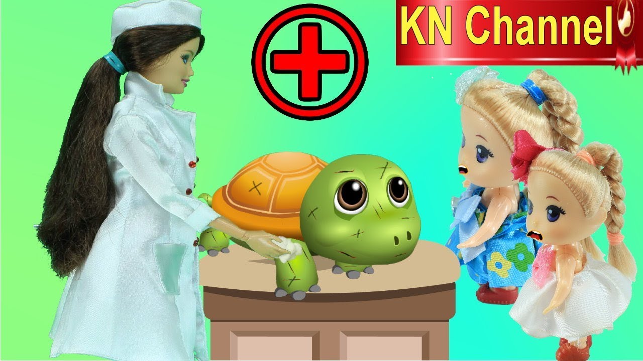 Đồ chơi trẻ em BÚP BÊ KN Channel CƯỠI CÁ MẬP TRẮNG | BÁC SĨ BARBIE CHỮA TRỊ RÙA CON