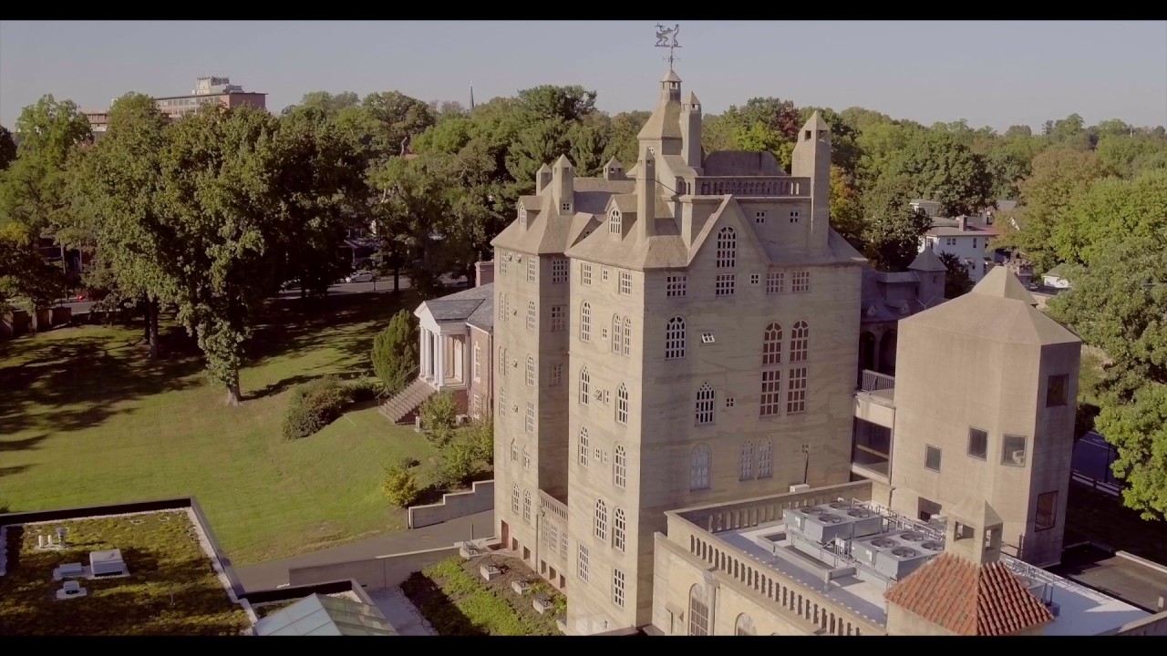 Aerial video of The Bucks County Mercer Museum