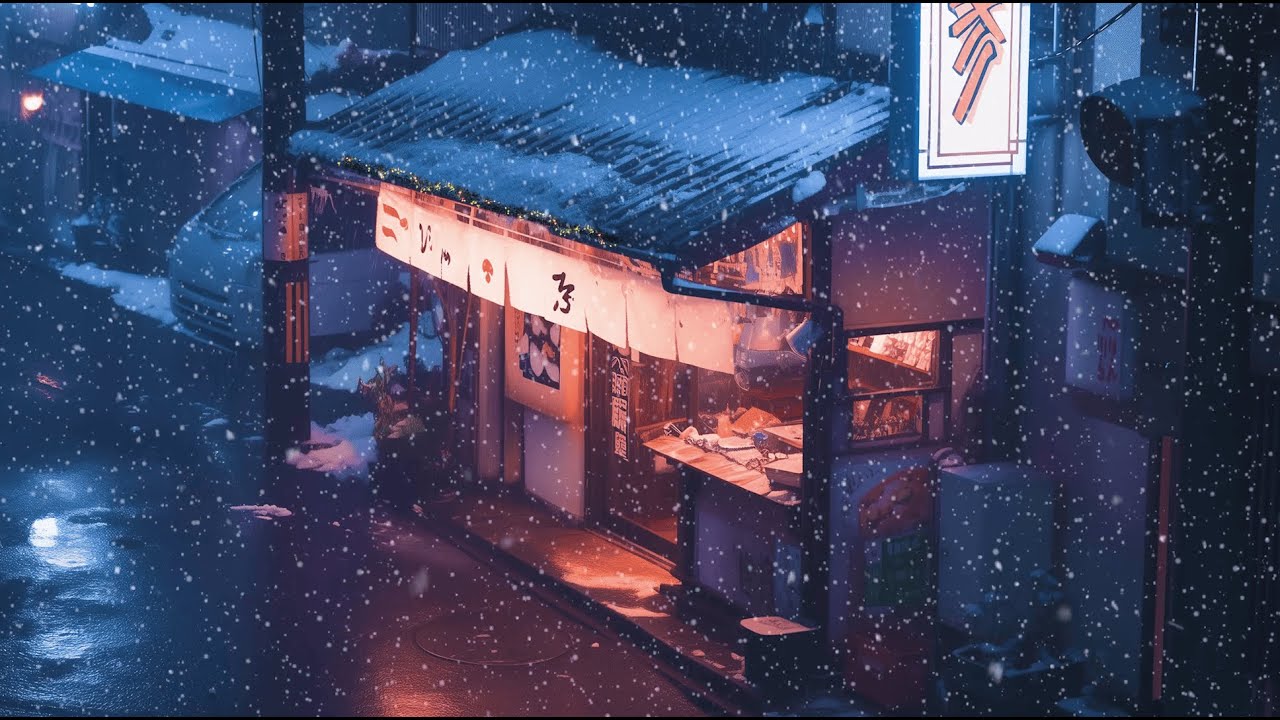 Quiet Snow Near An Old Japanese Shop ❄️ Soft Lofi Sounds For Study And Calm Evenings