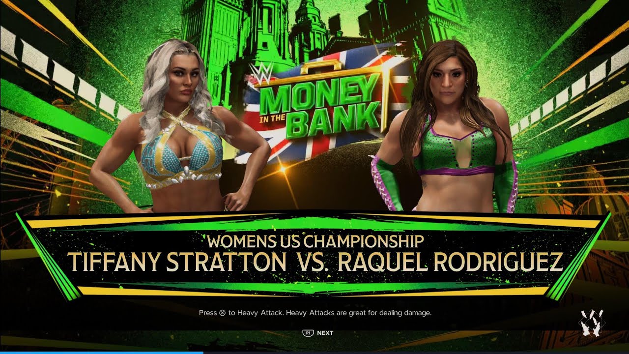 WWE 2K24 TIFFANY STRATTON VS RAQUEL RODRIGUEZ US WOMEN'S CHAMPIONSHIP MATCH MITB