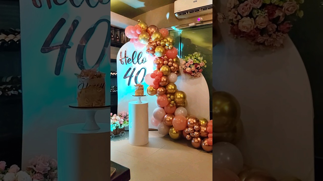 40th Birthday Decoration Idea// 40th Birthday Balloon Backdrop Set Up