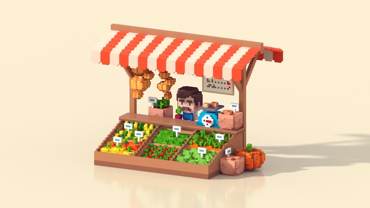 Vegetable Shop - Voxel Art