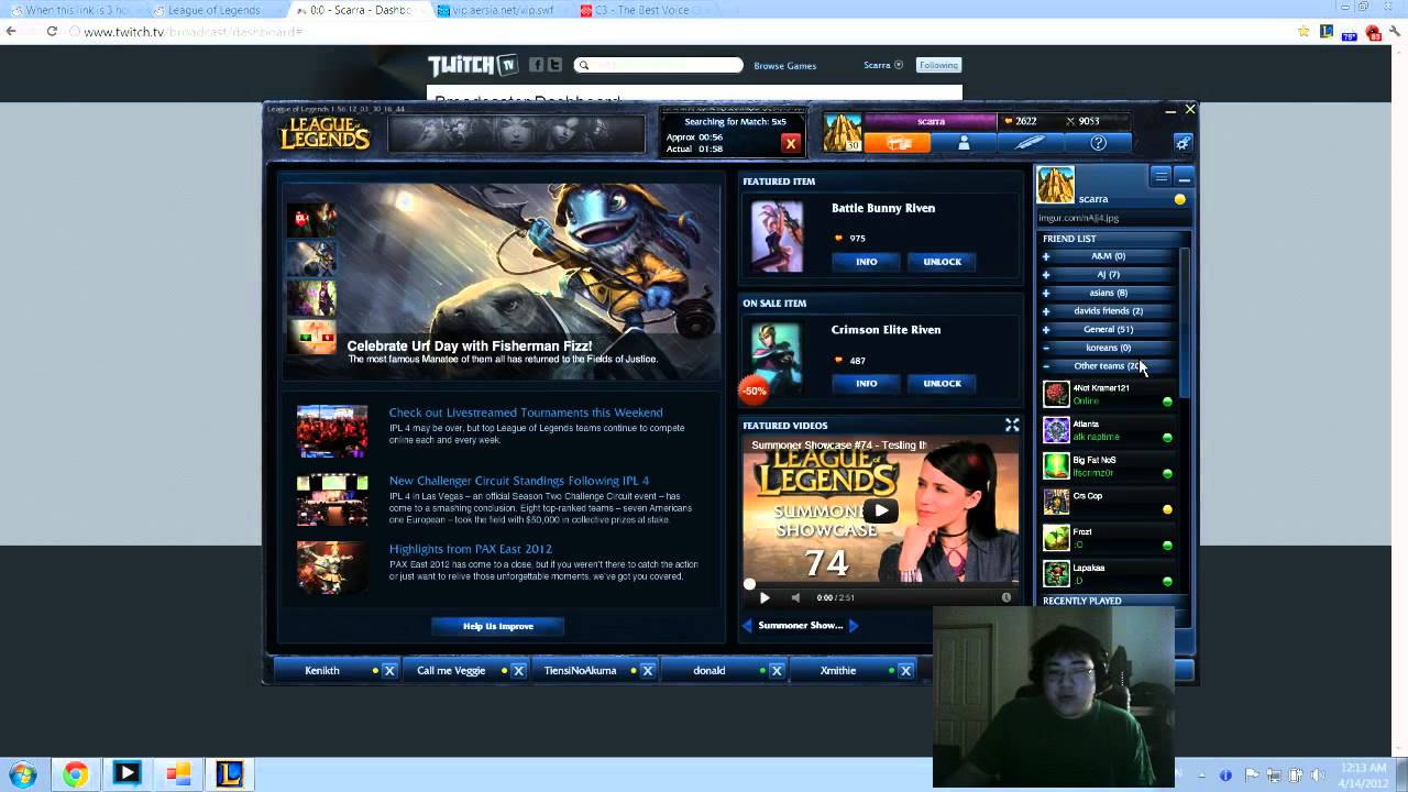 Scarra's stream on his main. Trying to win yay