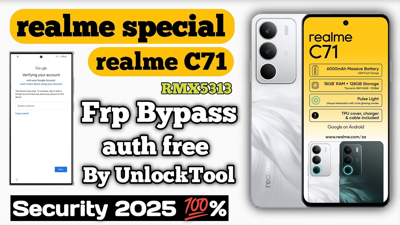 Realme C71 RMX5313 Android 15 Frp Bypass Auth Free By Unlock Tool 2025 @AZADGSM72 @MhrIdreesi 