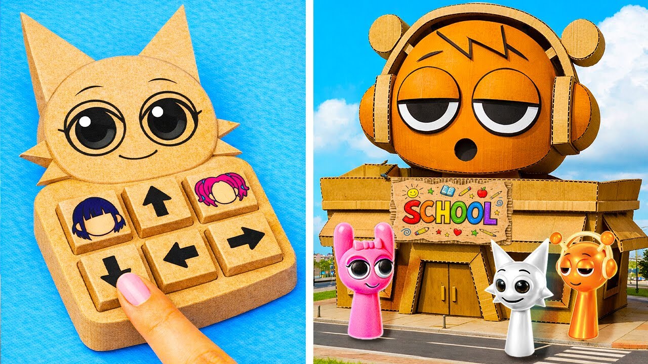 WOW! We Are In Sprunki Cardboard School *How To Make Paper School Supplies*