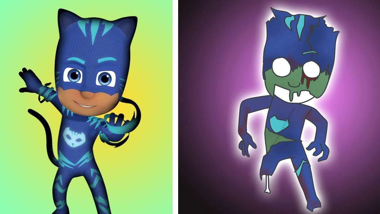 Pj Masks Characters As Zombies Version | Speed Drawing Art