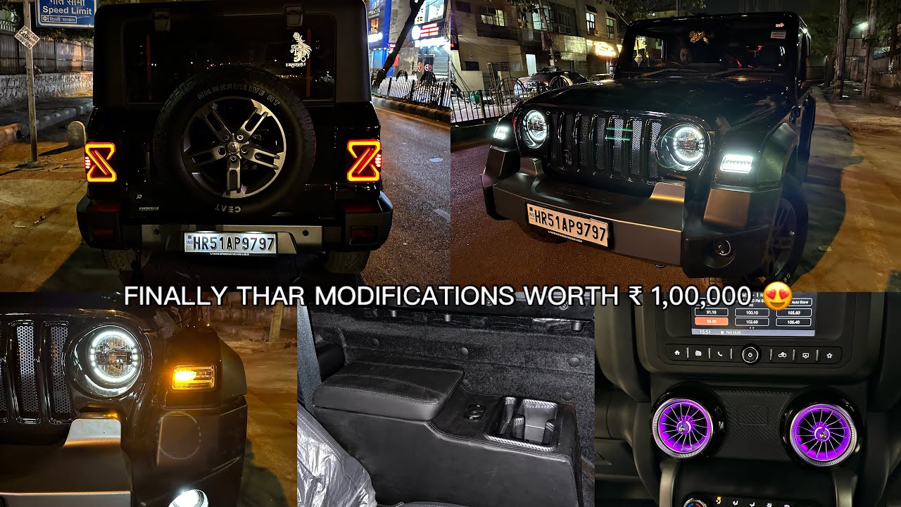 Finally Thar 2023 को करवा दीया Modify |Black thar Modified | modified tail lights for thar😍