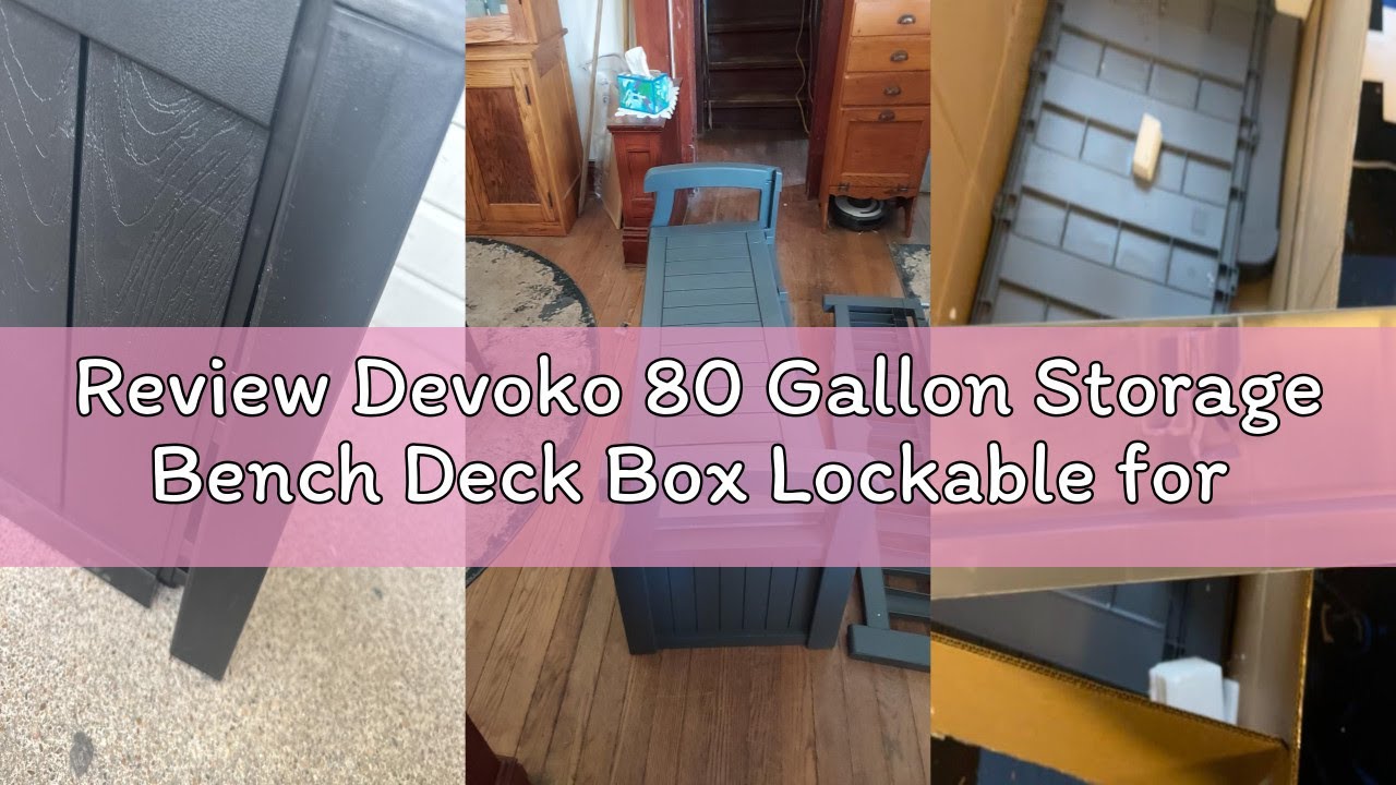 Review Devoko 80 Gallon Storage Bench Deck Box Lockable for Patio Furniture, Garden Decor and Outdoo