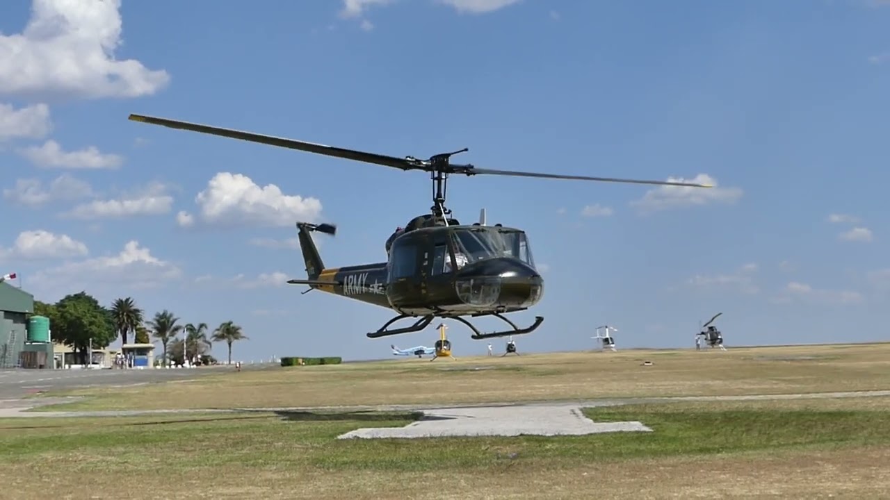 SUPER rare UH1 B/ 204B huey helicopter landing and shutdown