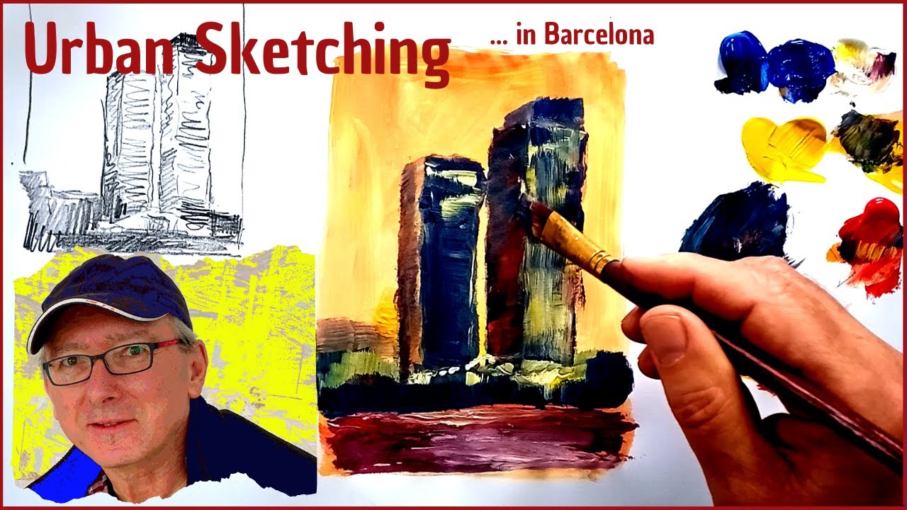 Urban Sketching - Die Torre Mapfre in Barcelona.