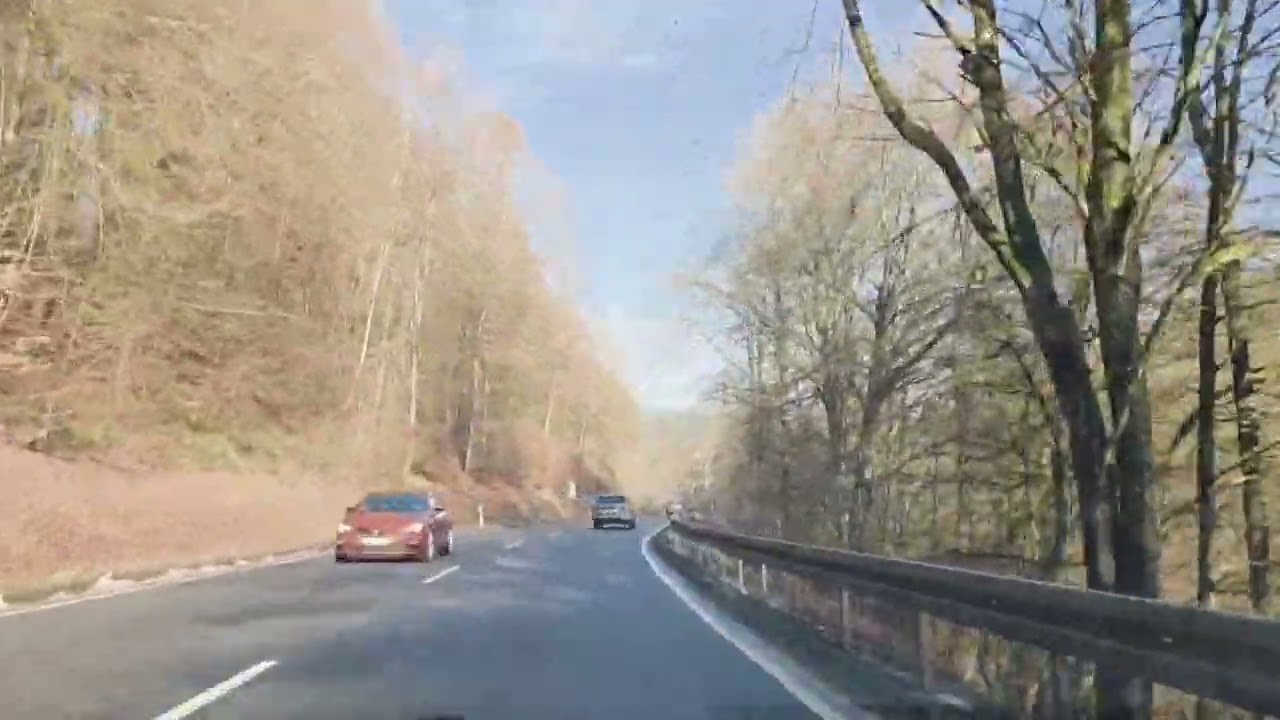 Drive from Rechtenbach to Lohr am Main / Bayern, Main-Spessart, Germany