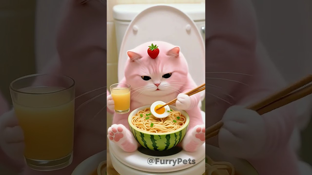 Cat Eating Nodels and Eggs ❤️🤣🤣#furrypets #cute #funny #animals #pets #cat #ytshort  #youtubeshorts