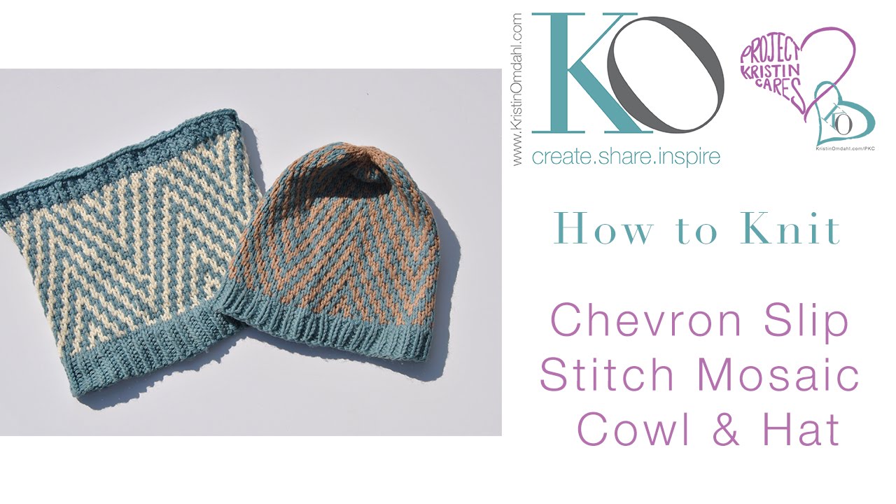 Knit Chevron Mosiac Hat Cowl Brave