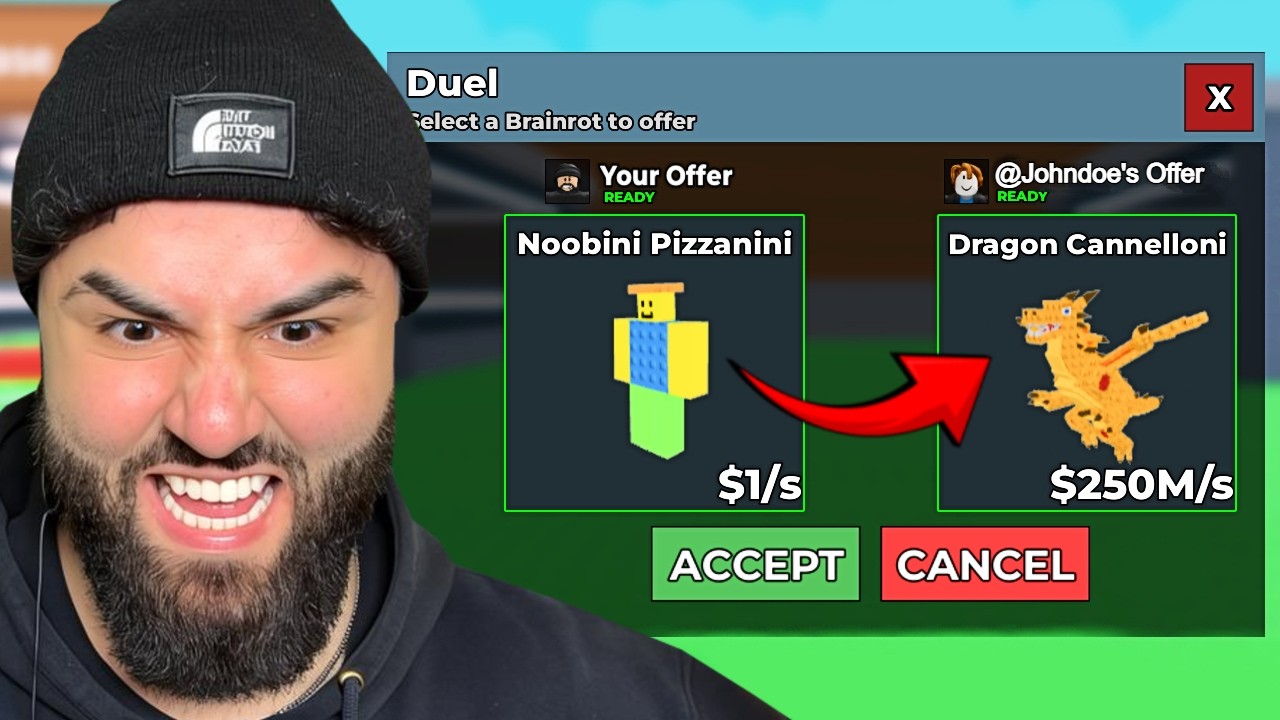 Duelling from NOOBINI to DRAGON in Steal A Brainrot