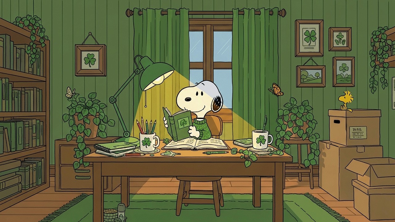🍀 Snoopy’s Cozy St. Patrick’s Study Corner | Soft Lofi Beats for Work & Chill