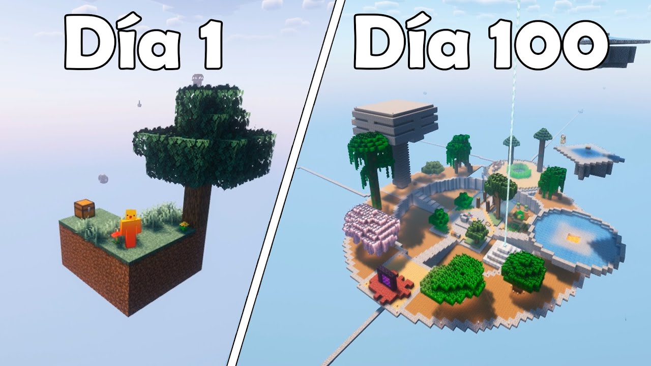 Sobreviv&iacute; 100 D&iacute;as de Skyblock en Hardcore Minecraft