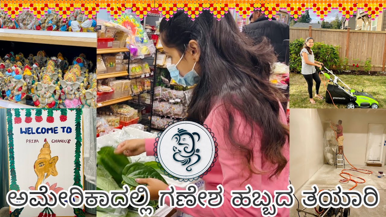 Festival Shopping |Garage Makeover | Welcome board DIY |Cleaning our 🪴Garden Kannada Vlog USA 🇺🇸