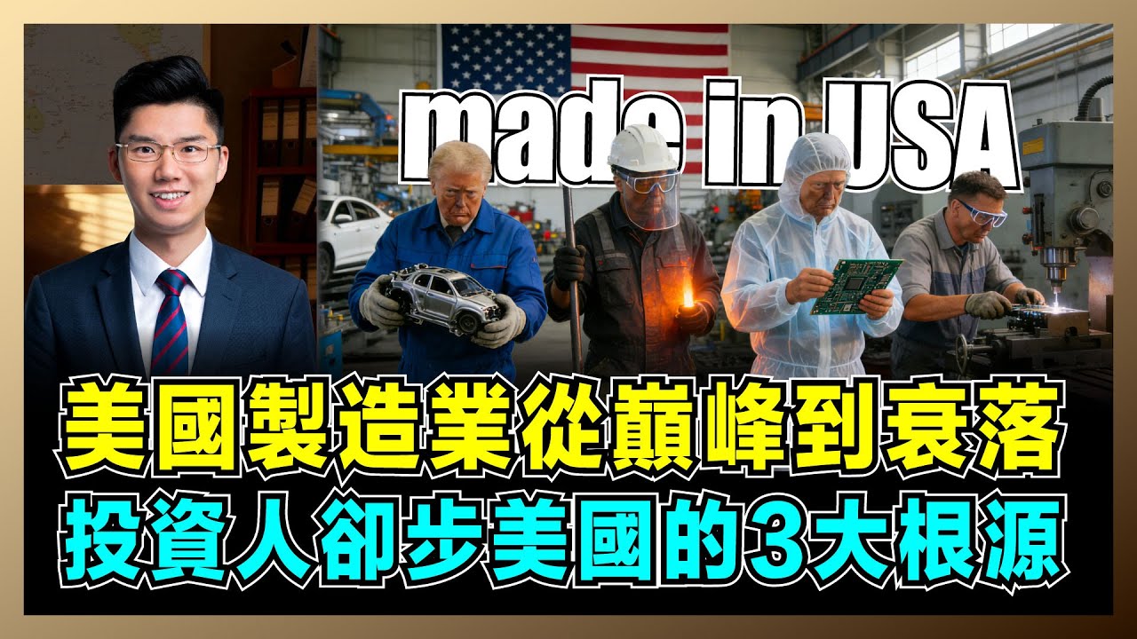 一文看懂美國製造業！從巔峰到衰落的驚人真相，4大障礙讓投資者望而卻步，美國夢破碎的3大根源！！【屈機研究所 EP08】