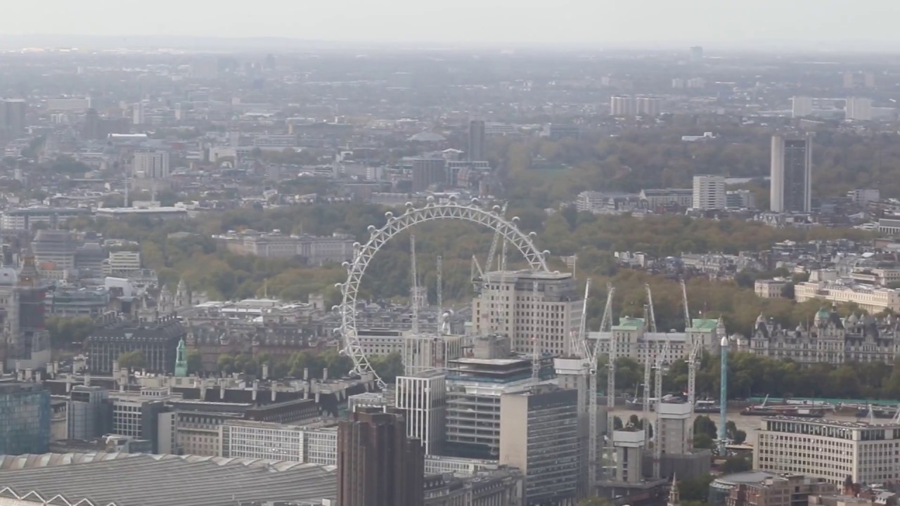 View London from one of TALLEST SKYSCRAPER in Europe River Thames Big Ben EYE Houses of Parliament