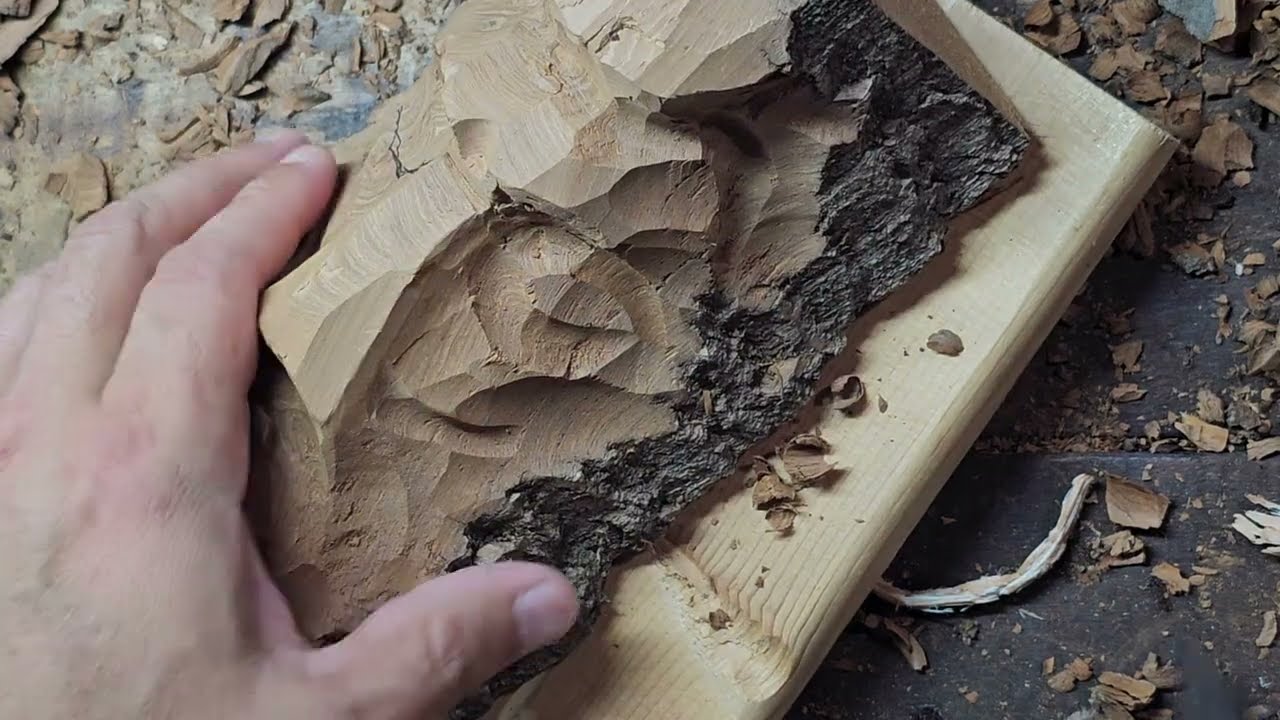 Carving the Face of the Forgotten Warrior | Medieval Wood Sculpture by Hand