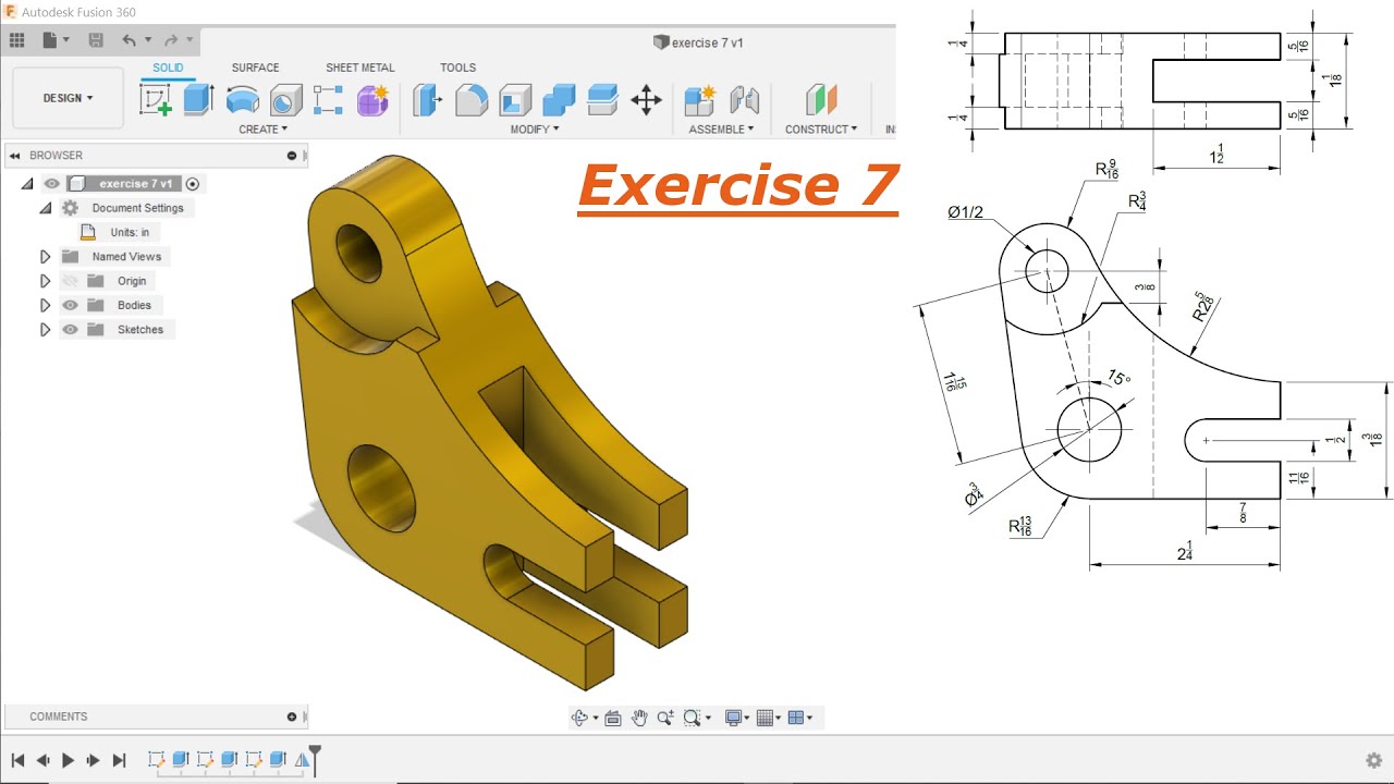 Autodesk Fusion 360 Tutorial for Beginner Exercise 7