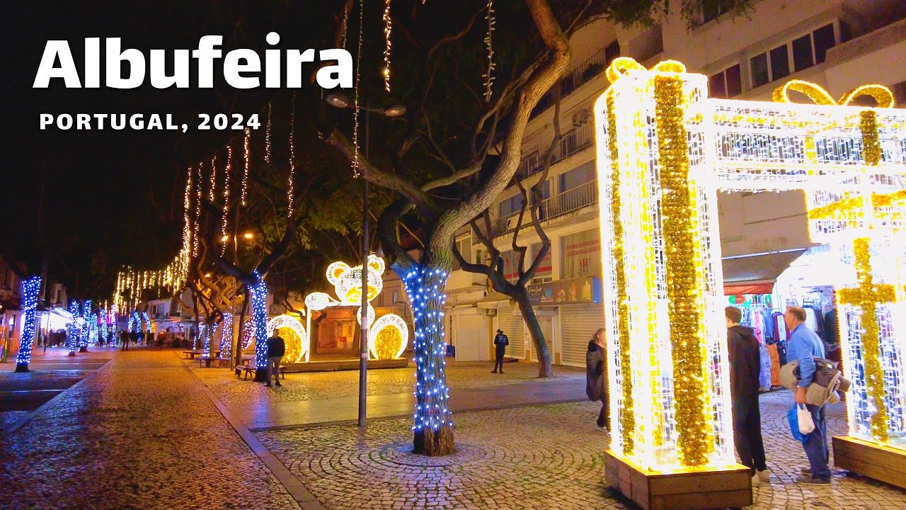🇵🇹 Albufeira, Old town and Strip Christmas Light – January 2024 – Walking Tour