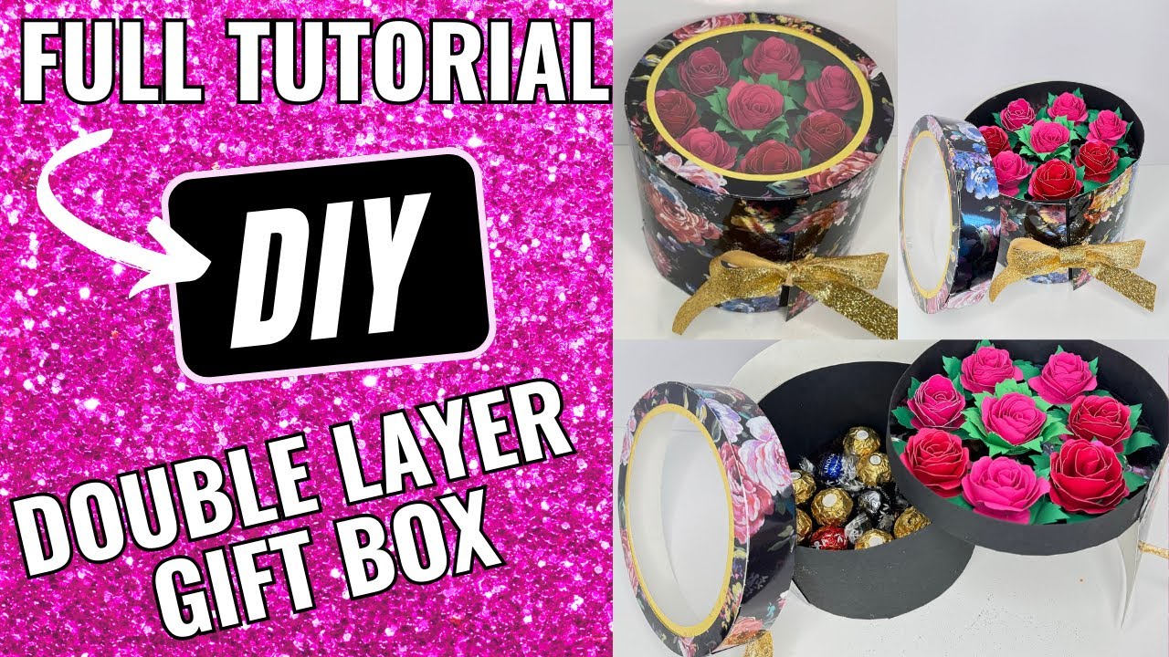 Double Layer ROUND Shaped Flower Gift Box - TEMPLATE