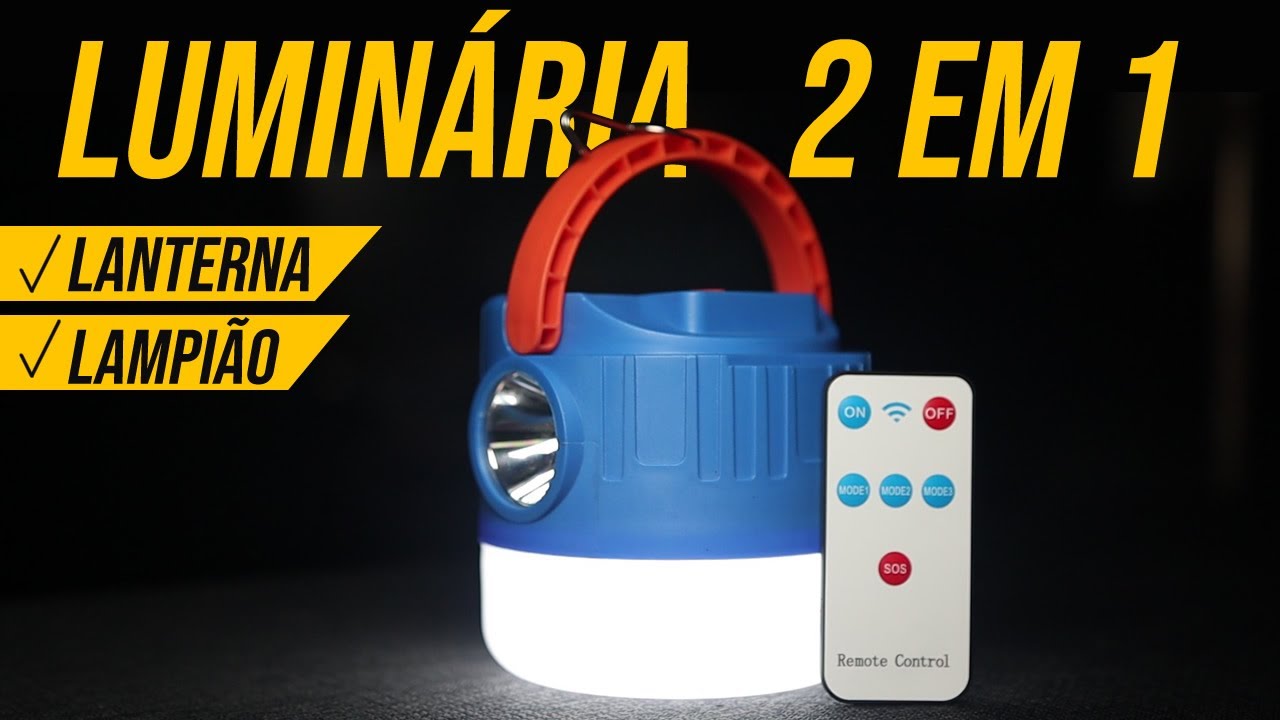 Luminária 2 em 1 - Lanterna + Lampião com Controle Remoto Ideal para Pesca e Camping - TioChicoShop