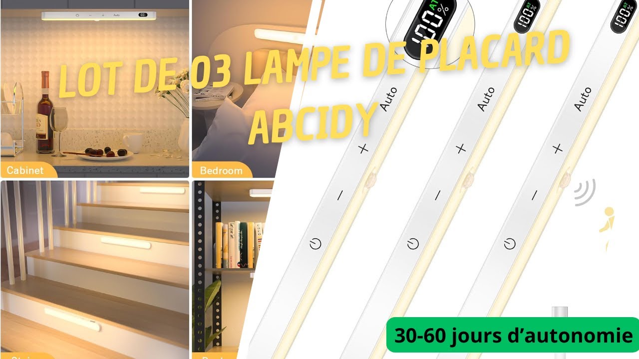 Lampes de placard polyvalente avec détecteur de mouvement ABCidy