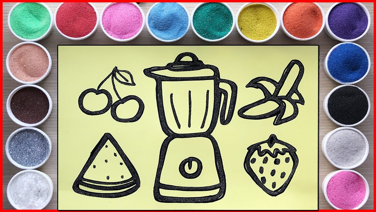 TÔ MÀU TRANH CÁT MÁY XAY SINH TỐ TRÁI CÂY - SAND PAINTING FRUITS BLENDER (Chim Xinh)