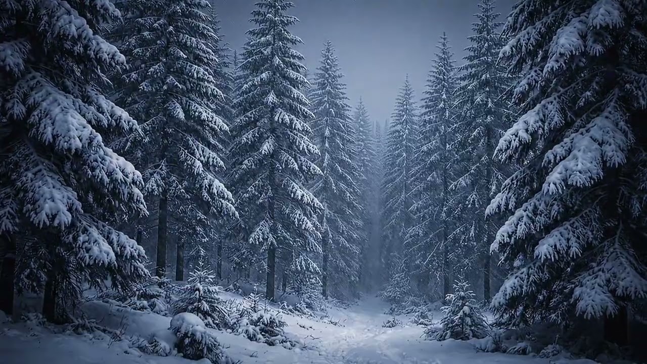 Winter Forest Snowstorm Wind Ambience 3 Hours | Deep Wind Through Tall Pines for Sleep & Relaxation