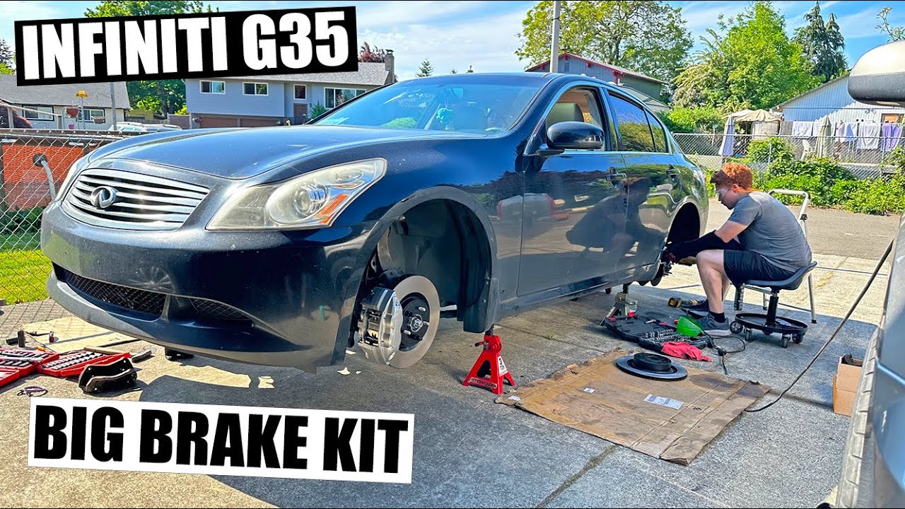 Установка ДЕШЁВОГО комплекта тормозов на наш седан Infiniti G35! (ПРЕДСТАВЛЯЕМ НОВЫЕ КОЛЁСА!!)