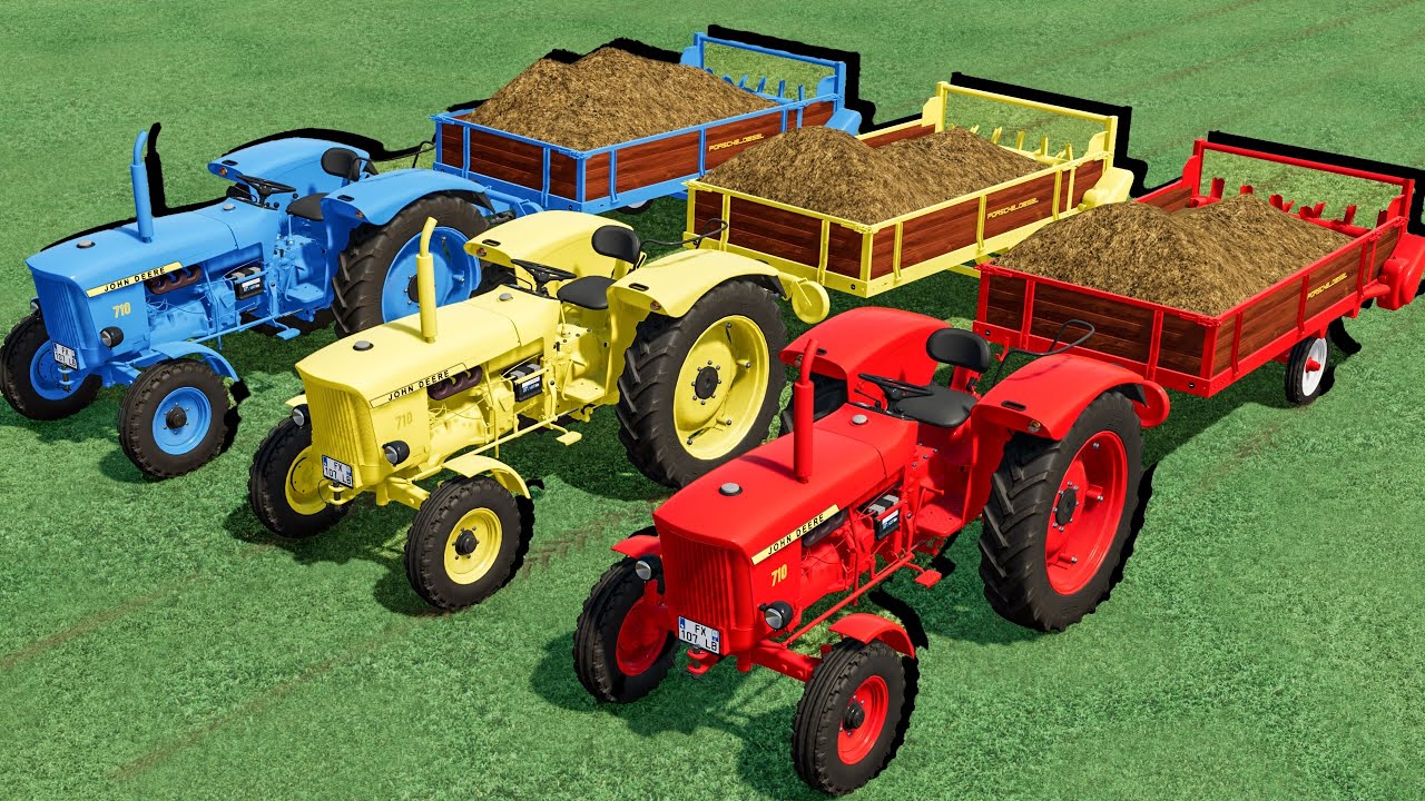 Mini Tractors with Colors - MANURE WORK with Mini JD Tractors - Farming Simulator 22