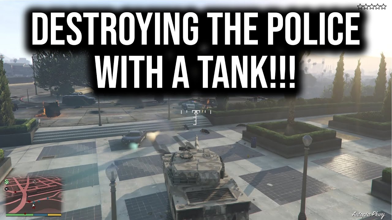 Grand Theft Auto V Rhino Tank Rampage, Run Over, and Kills | 5 Stars Wanted Level