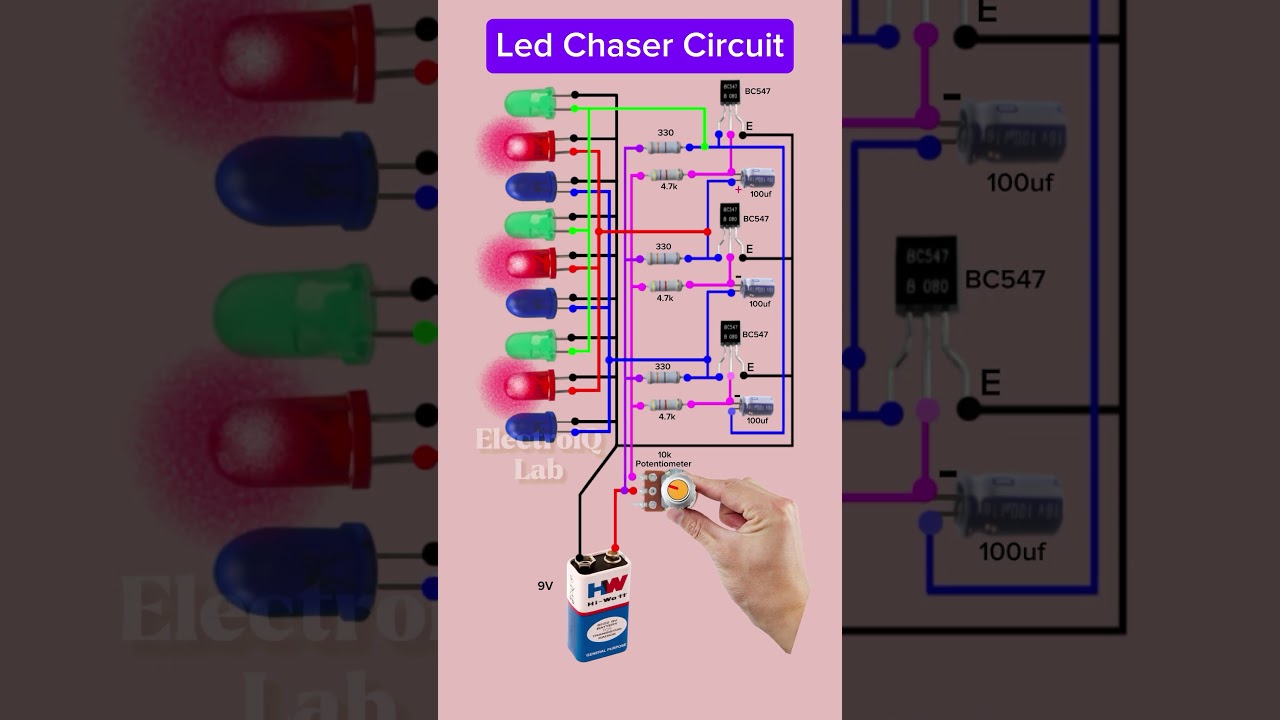 DIY LED Chaser Circuit | Simple Transistor Light Effect No ICs🔥 #shorts #tech #diyelectronics
