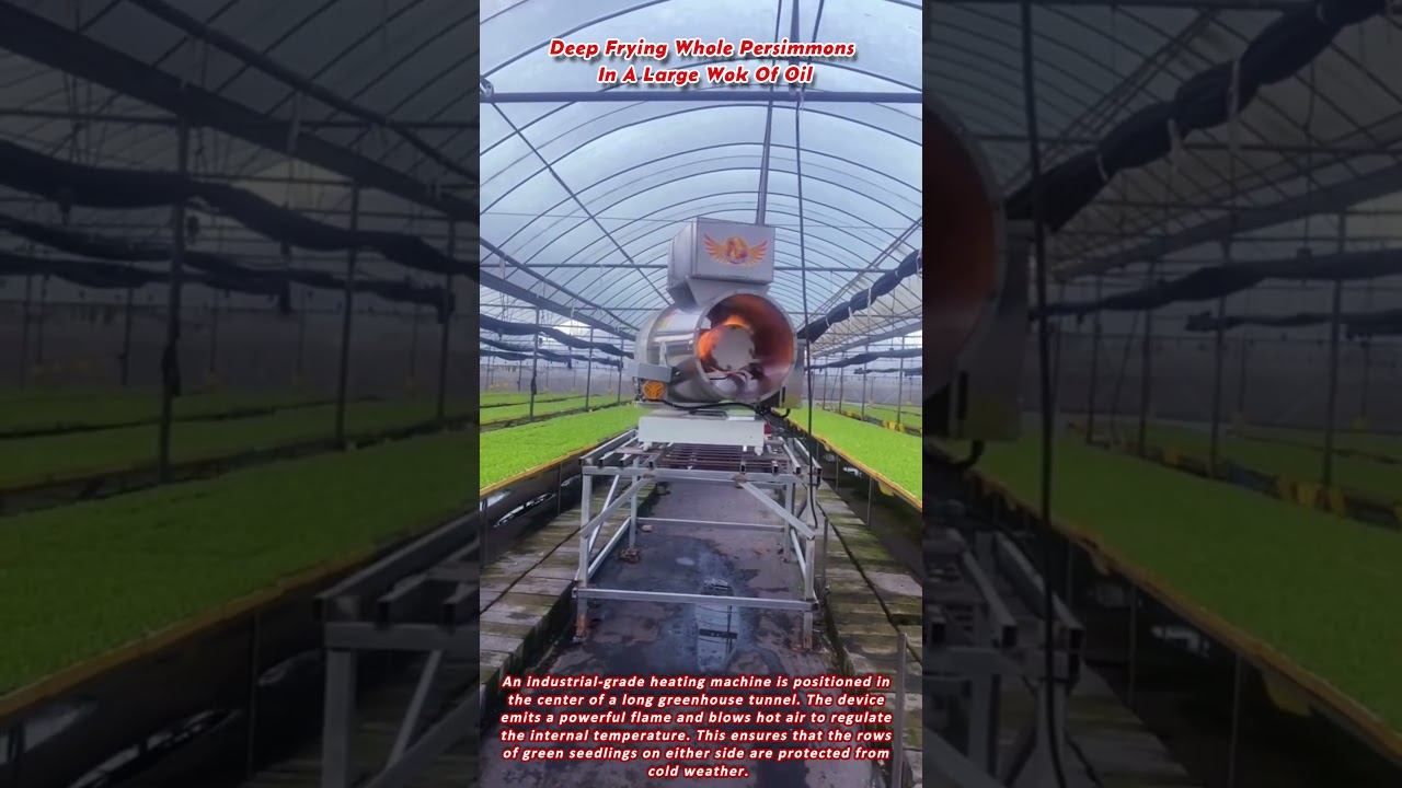 Industrial Hot Air Blower Heating A Large Agricultural Greenhouse