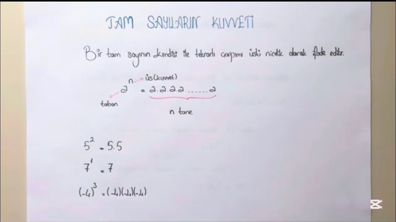 7. Sınıf Matematik Tam Sayıların Kuvveti | Tam Sayı Problemleri 