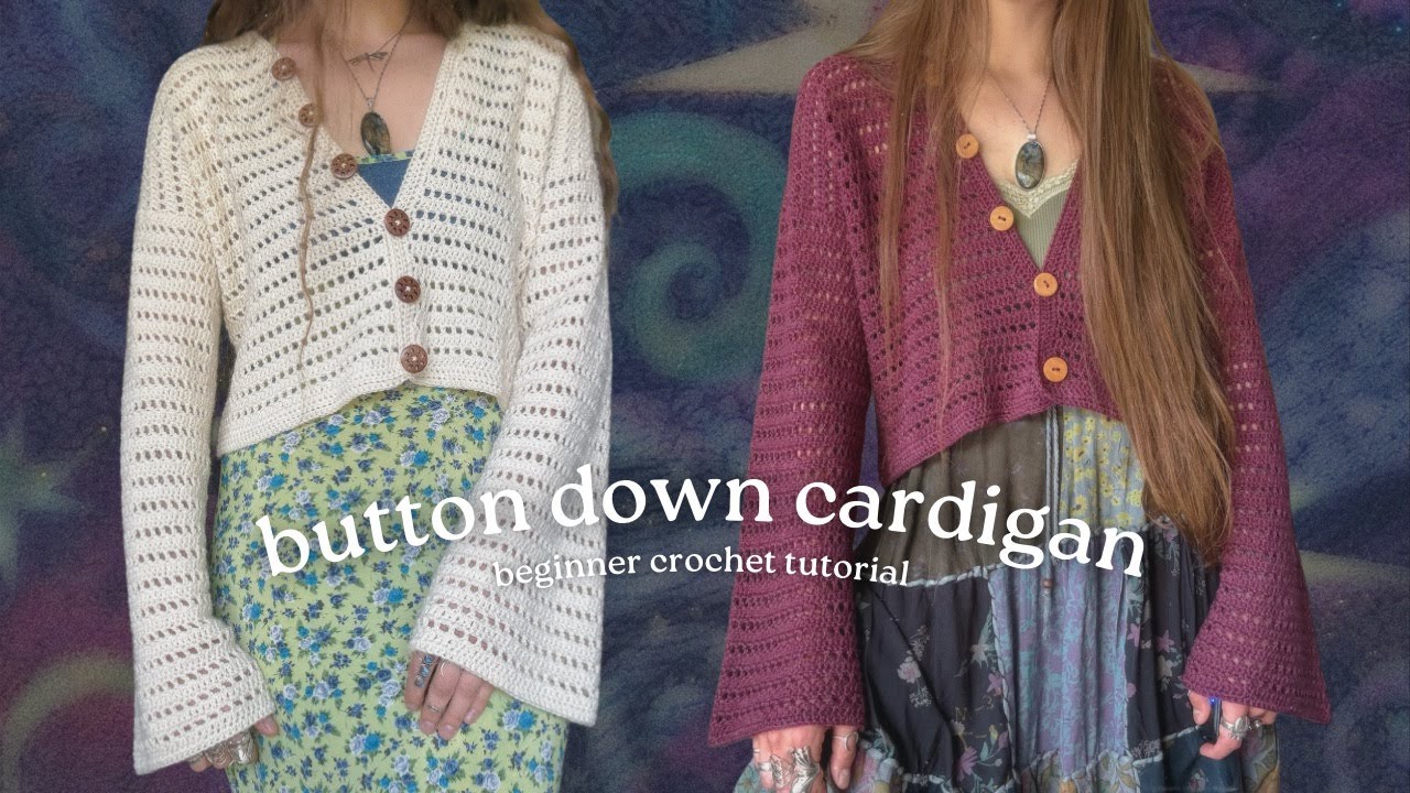 button down cardigan crochet tutorial - beginner friendly