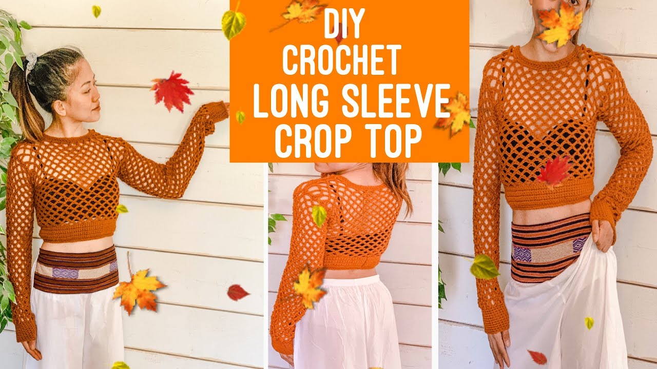 Crochet Long Sleeve Top/ DIY Tutorial/Learn How To Crochet Easy Mesh Cover Up Top/Crop Top