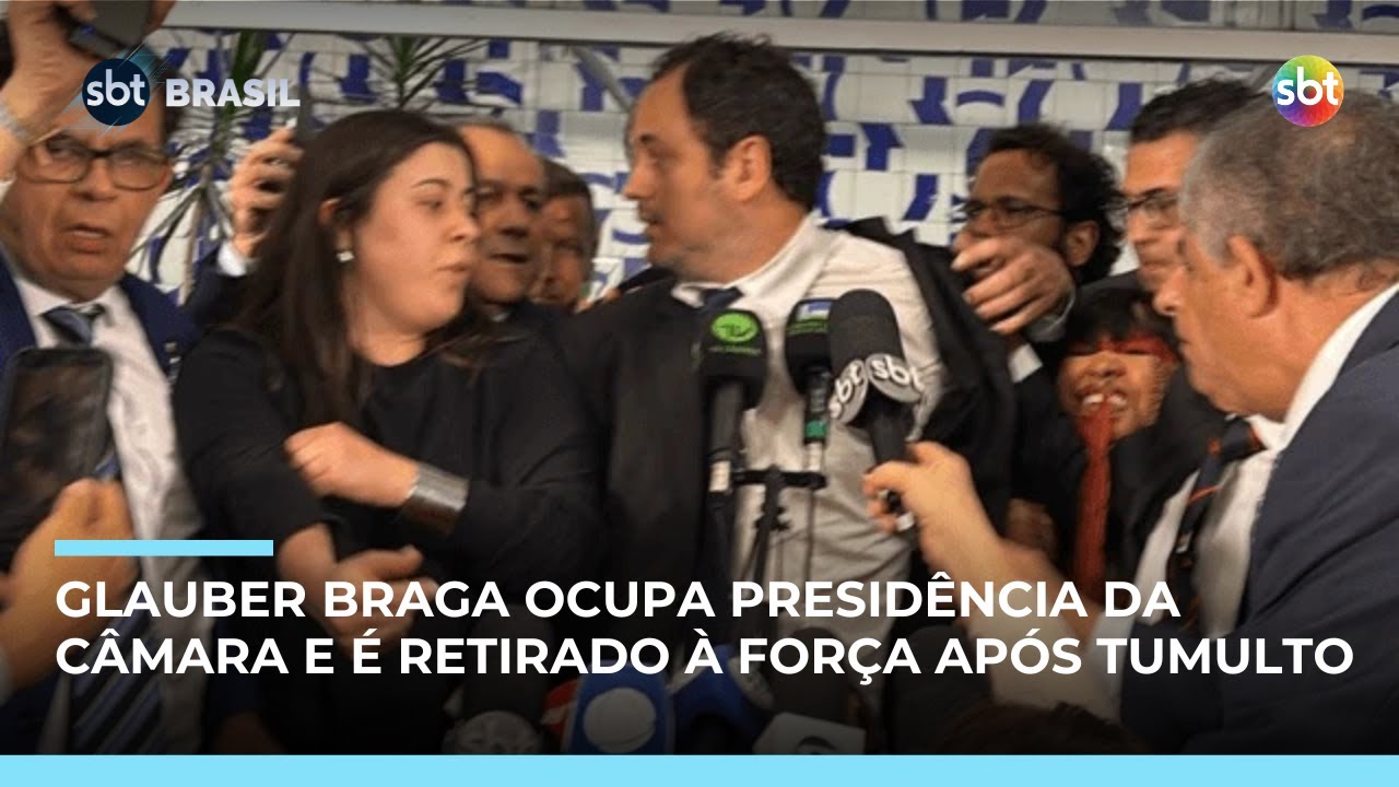 Confusão na Câmara: Glauber Braga ocupa presidência e é retirado à força do plenário | #SBTBrasil