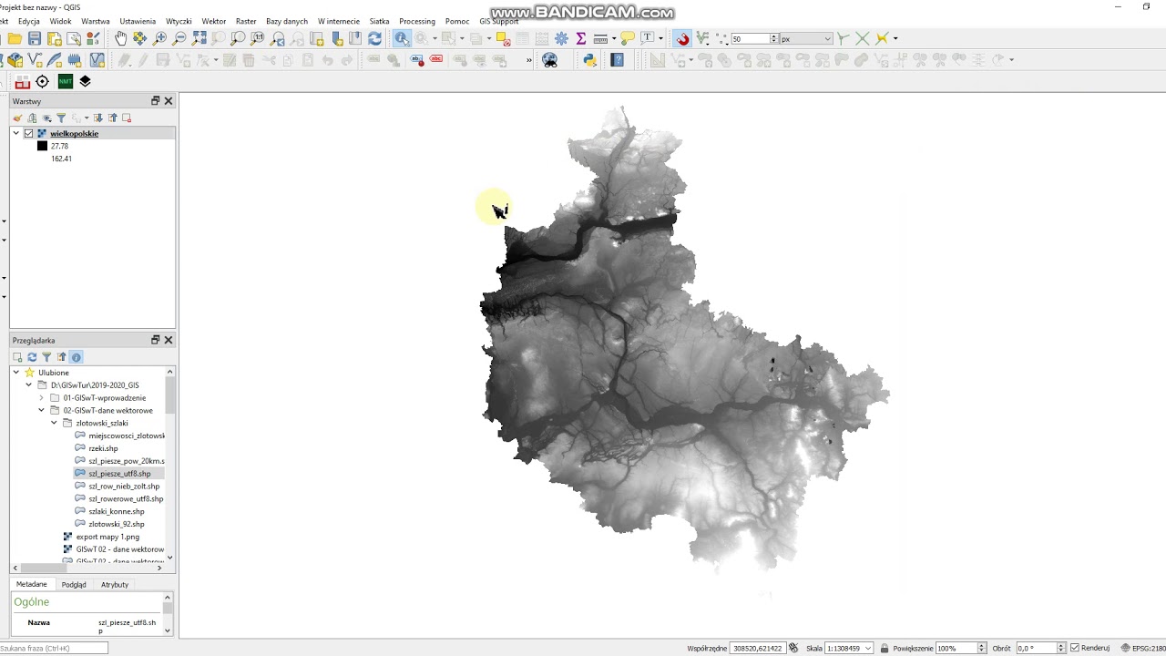 39 Numeryczny model terenu (NMT) Dodawanie i wyświetlanie w QGIS 2020-04-20 17-29