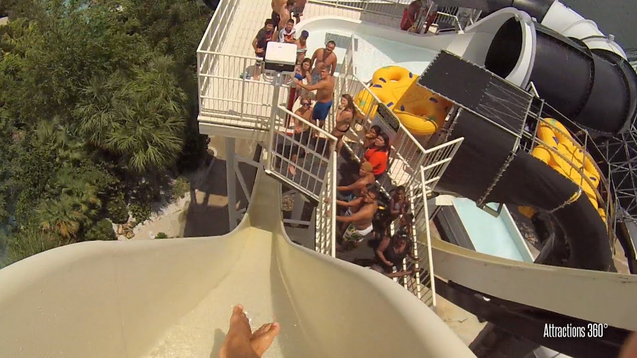 [HD] FreeFall Body Water Slide & Trap Door slide at Wet n Wild Water Park