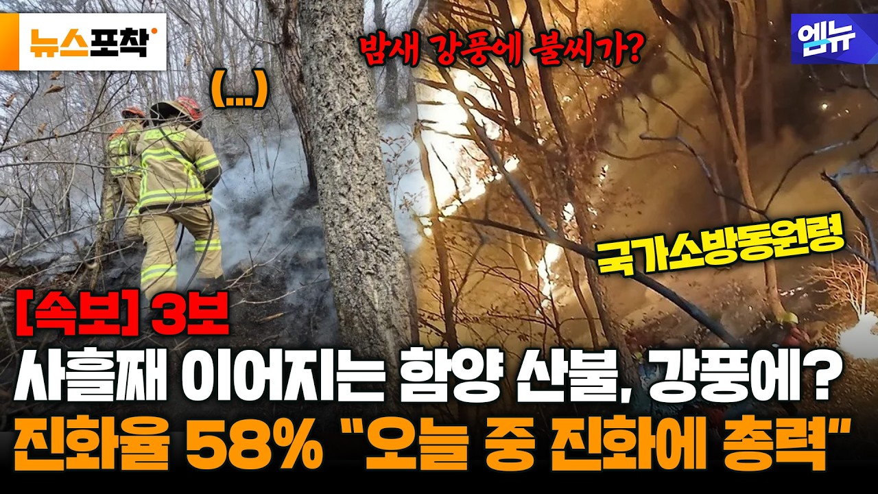 [뉴스포착] 밤새 강풍 타고 더 번졌다? 사흘째 함양 산불 진화 총력