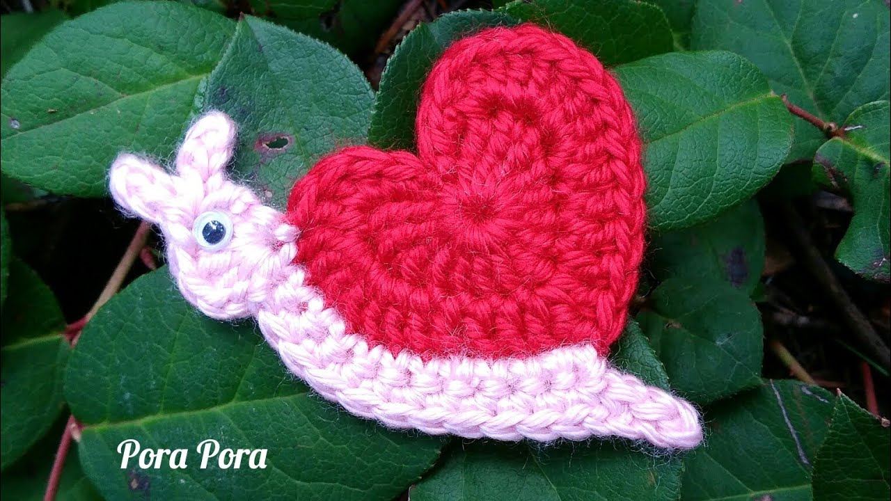 Crochet Valentines Snail I Crochet Snail Applique I Crochet Valentines Gifts