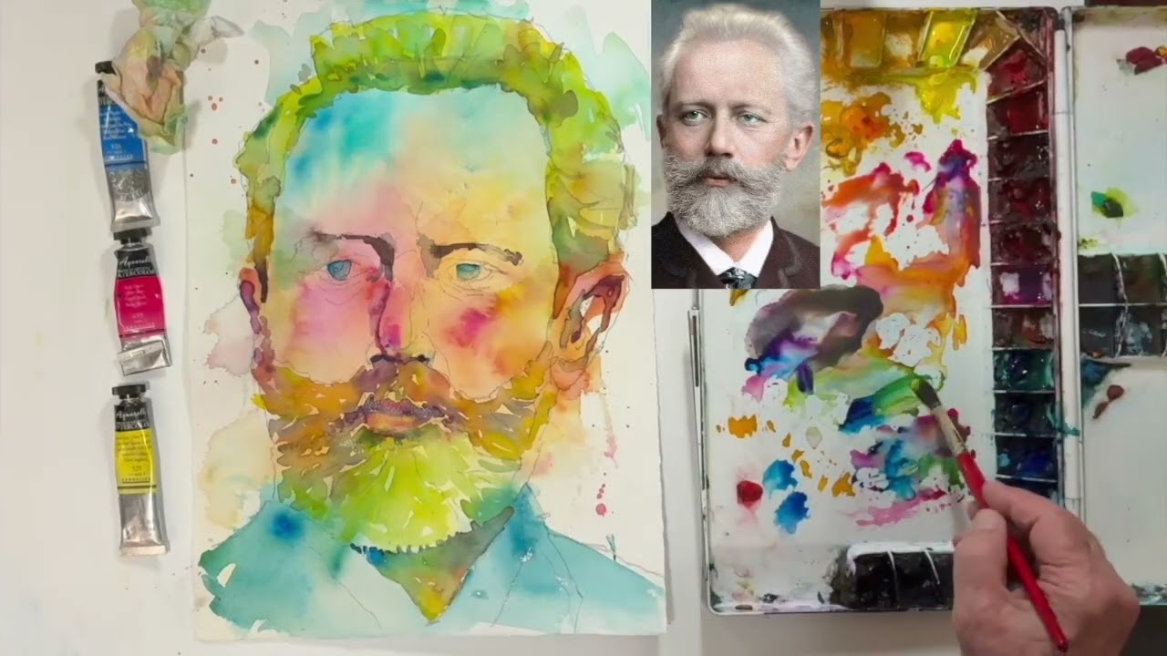 Color rogue watercolor portrait. (Part 2)