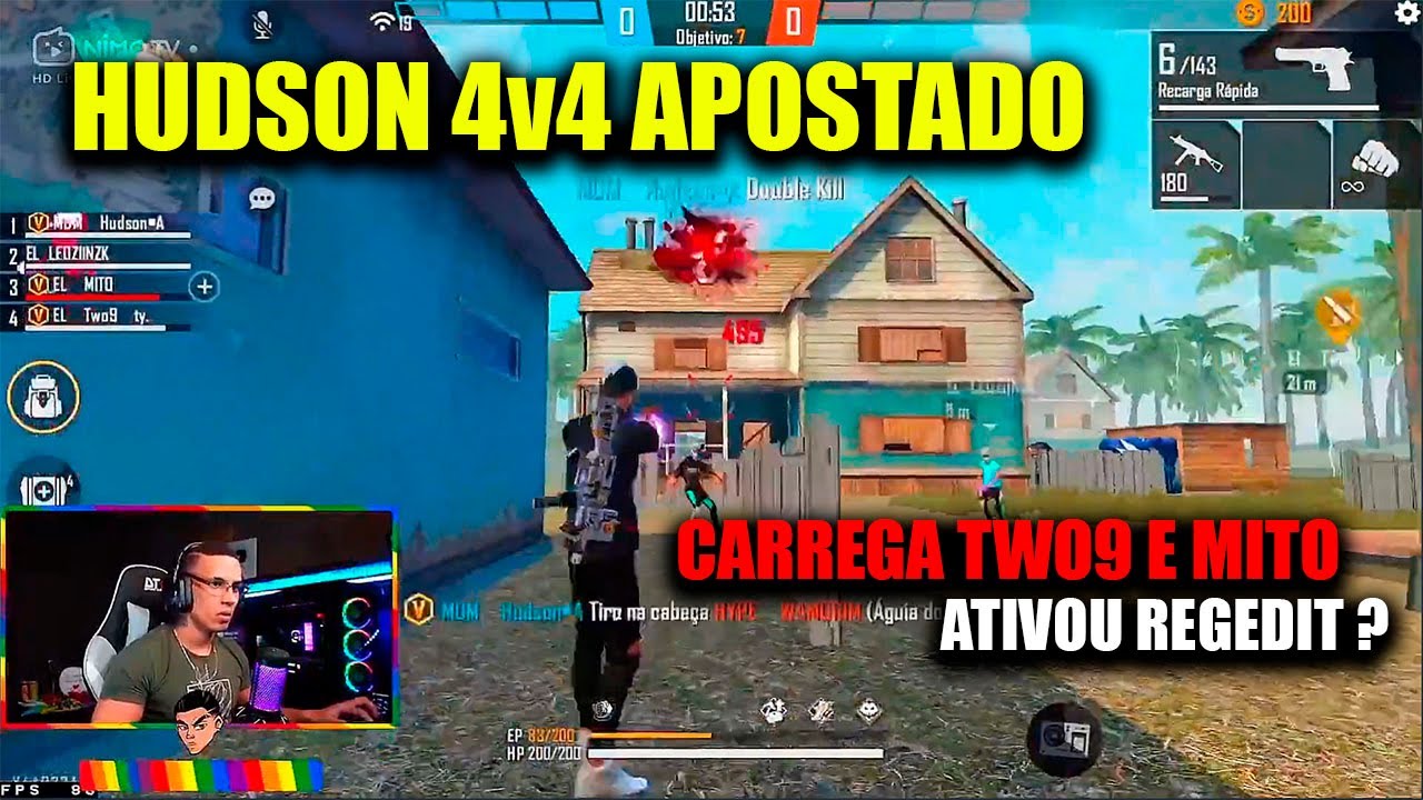 HUDSON AMORIM 4v4 APOSTADO - HUDSON ATIVOU REGEDIT ?? FAZ SUPER JOGADAS E CARREGA TWO9 E EL MITO !!