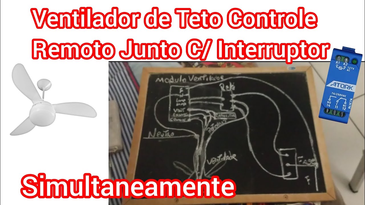 Ventilador de Teto com Controle Remoto como ligar lâmpada simultaneamente com interruptor da parede